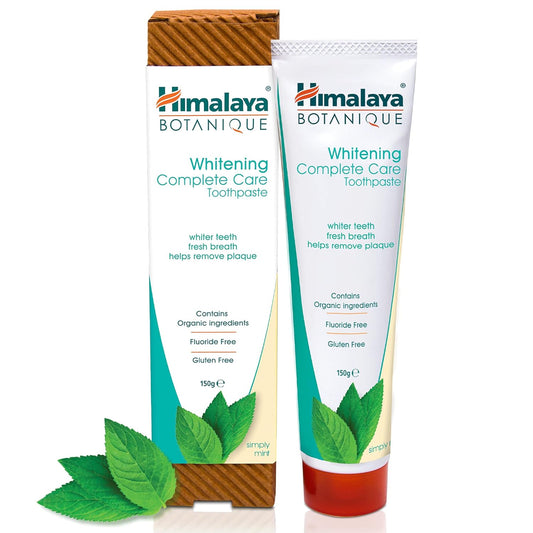 Himalaya Botanique Whitening Complete Care Toothpaste, Teeth Whitening, Fights Plaque, Fluoride Free, No Artificial Flavors, Sls Free, Cruelty Free, Foaming, Simply Mint Flavor, 5.29 Oz, 4 Pack…