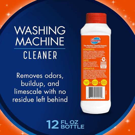 Glisten Washing Machine Cleaner, Helps Remove Odor, Buildup, And Limescale, Fresh Scent, 12 Ounce Bottle