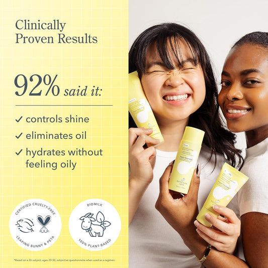 Beekman 1802 Oily + Combination Skin 3-Step Kit - Non-Comedogenic - Travel Size - Cleanses & Improves Skin Barrier - With Biomilk, 1% Heptapeptide & 2% Niacinamide - Good For Sensitive Skin