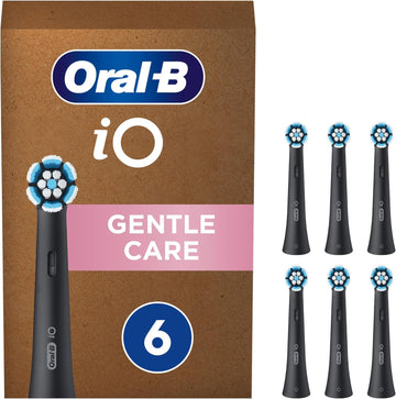 Oral-B Io Gentle Care Original Electric Toothbrush Head, The Softest Io Brush Head For Gentle Brushing & Plaque Removal, Pack Of 6 Toothbrush Heads, Suitable For Mailbox, Black
