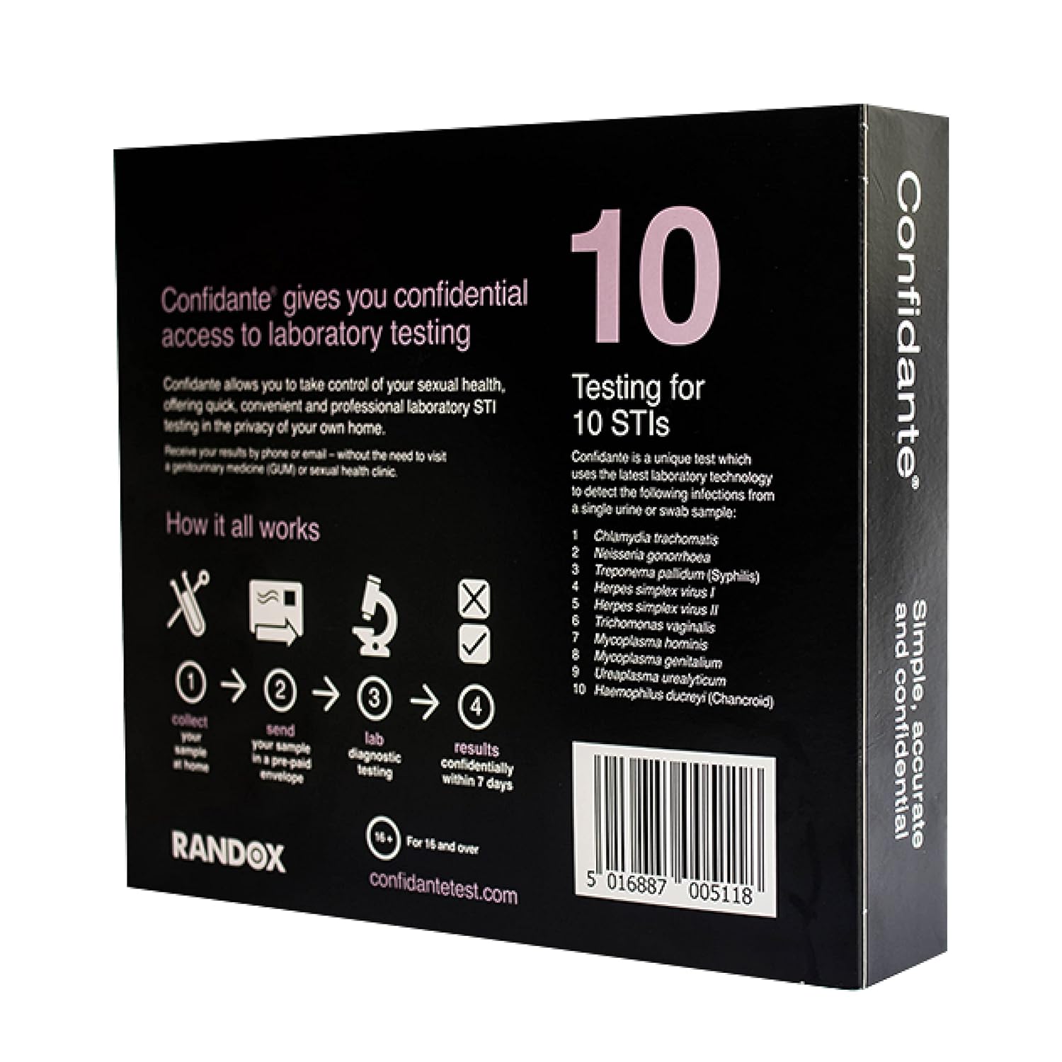Home STI Test | STD Test Kit for 10 Common STI | Self-Test for Chlamydia and Gonorrhoea, Syphilis, Herpes Test | Confidante | Discreet Delivery and Results | Urine and Swab Test | Sexual Health Screen : Amazon.co.uk: Health & Personal Care