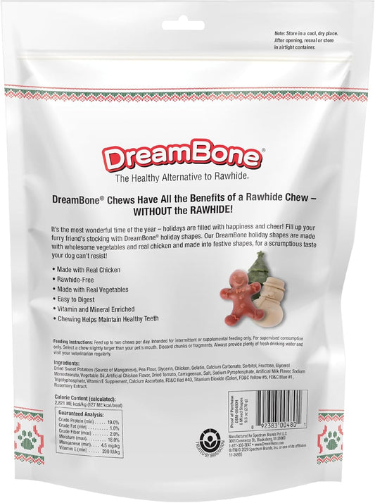 Dreambone Holiday Variety Pack 6 Count, Made With Real Vegetables And Chicken, Rawhide-Free Chews For Dogs