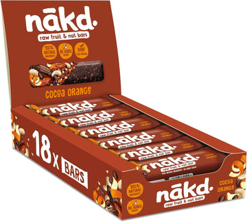 Nakd Cocoa Orange Natural Fruit & Nut Bars - Vegan - Healthy Snack - Gluten Free - 35G X 18 Bars