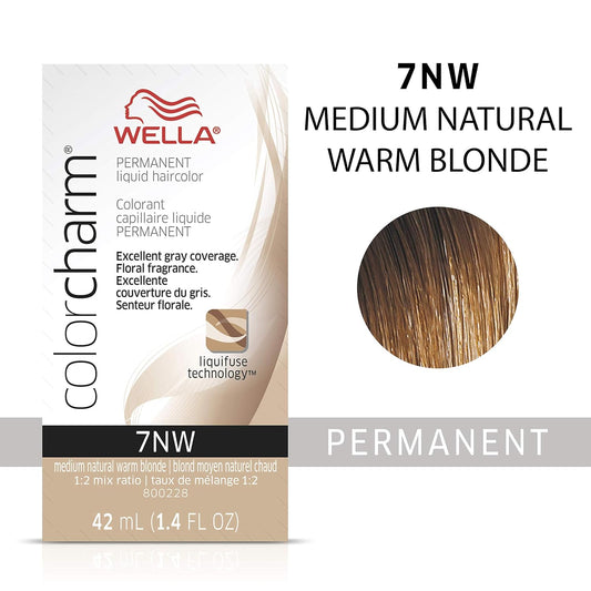 Wella Professionals Invigo Brilliance Color Protection Shampoo & Conditioner, For Fine Hair + Wella Colorcharm Permanent Liquid Hair Color For Gray Coverage, 7Nw Med Natural Warm Blonde