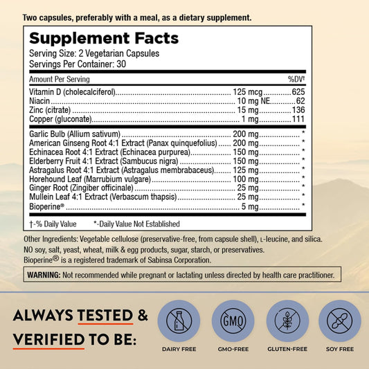 Mt. Angel Vitamins - Cold Facts + Vitamin D, Immune System Support (60 Vegetarian Capsules)