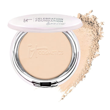 It Cosmetics Celebration Foundation Illumination - Full-Coverage, Anti-Aging Powder Foundation - Blurs Pores, Wrinkles & Imperfections - 0.3 Oz