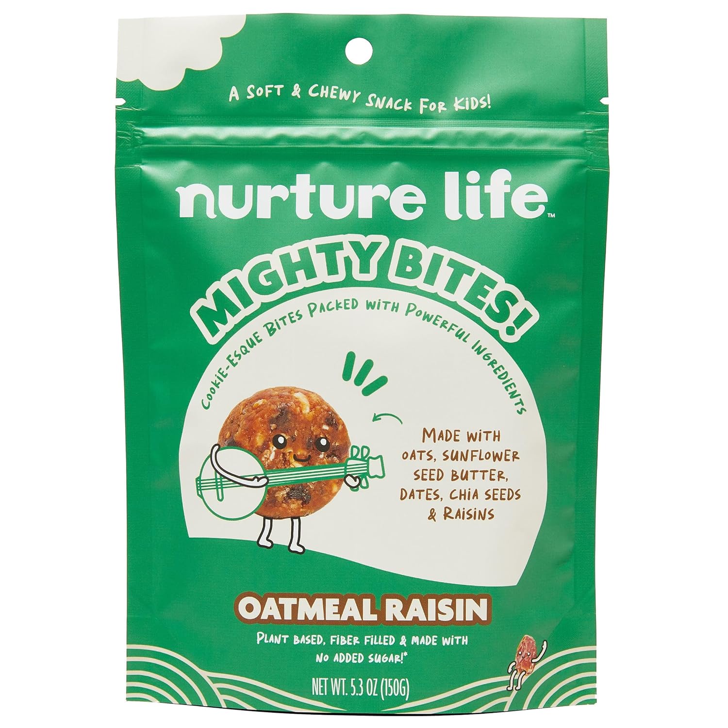 Nurture Life Mighty Bites - Oatmeal Raisin - Healthy Snacks for Kids & Toddlers Made with Oats, Sunflower Seed Butter, Chia Seeds, Dates, and Raisins - Plant-Based, High Fiber, Low Sugar - 15 Pieces (Pack of 1)