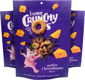 Fromm Crunchy Os Smokin' Cheeseplosions Dog Treats - Premium Crunchy Dog Treats - Pork Recipe - Pack Of (3) 6 Oz Bags