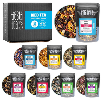 Tiesta Tea - Iced Tea Sampler Set, High To No Caffeine, Loose Leaf Variety Pack With 5 Base Flavors & 3 Assorted Flavors - 8 Resealable Sample Pouches