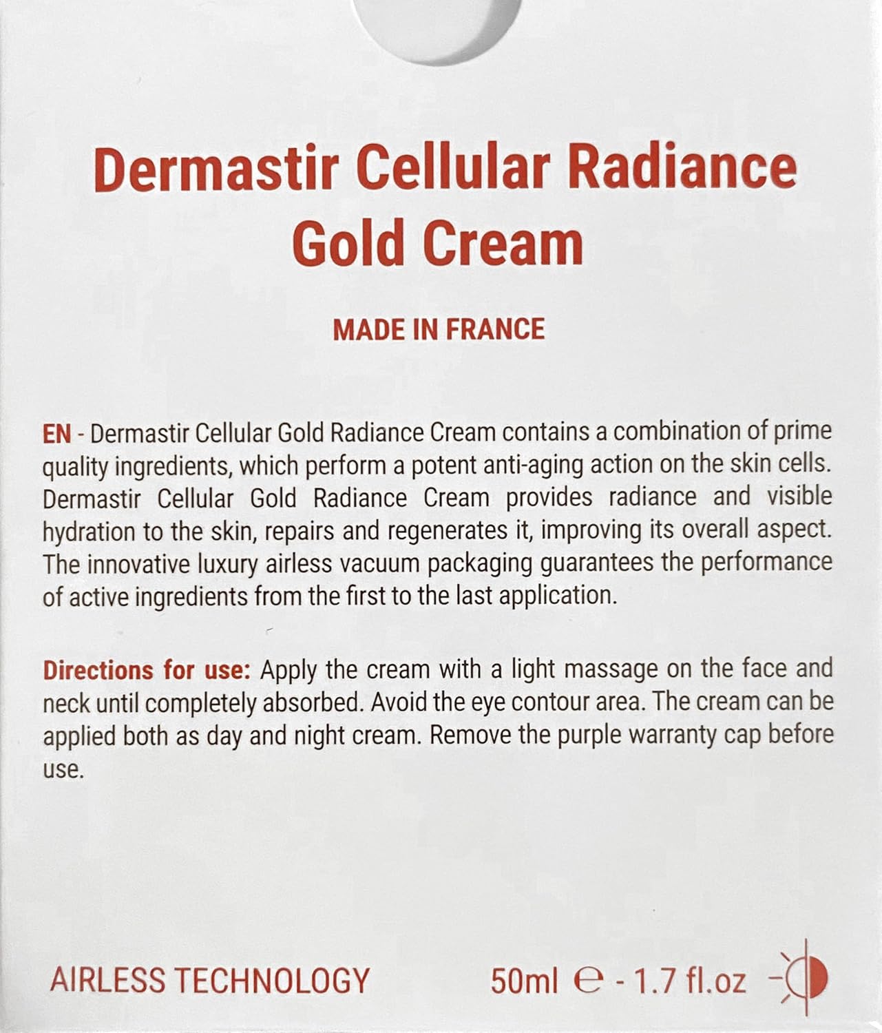 Dermastir Cellular Gold Radiance Cream with gold particles give a silky, radiant finish, skin is visibly moisturized and glowing - 50ml : Amazon.co.uk: Beauty