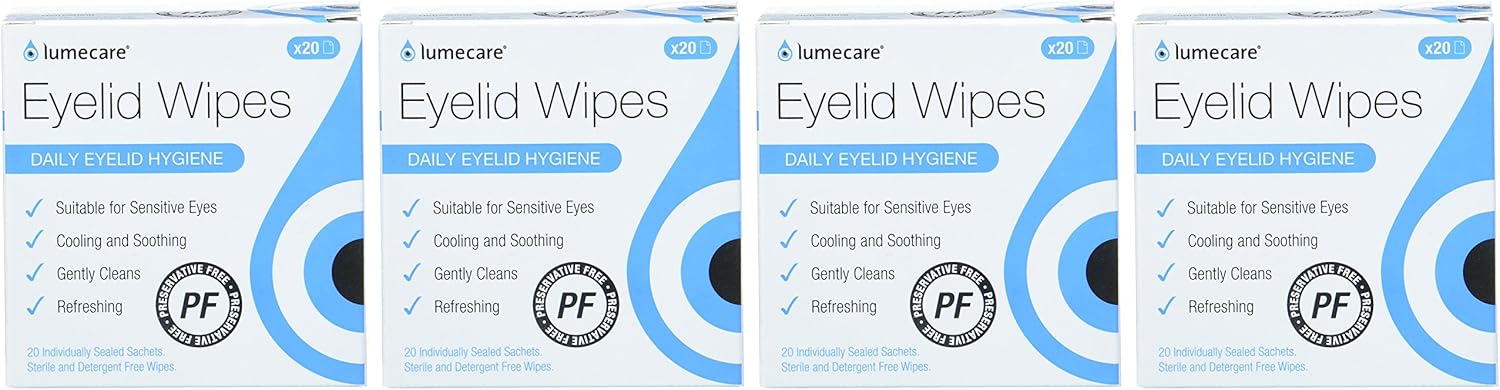 Lumecare Eyelid Wipes (4 Boxes, 80 Wipes)
