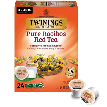 Twinings Pure Rooibos Red Tea K-Cup Pods For Keurig, 24 Count (Pack Of 1), Natural, Slightly Sweet Taste, Naturally Caffeine-Free, Enjoy Hot Or Iced | Packaging May Vary