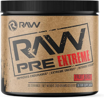 Raw Preworkout Extreme | High Stimulant Preworkout Powder Drink, Extreme Energy, Focus And Endurance Booster | Explosive Strength And Pump During Workout For Max Gains | Fruit Burst (30 Servings)