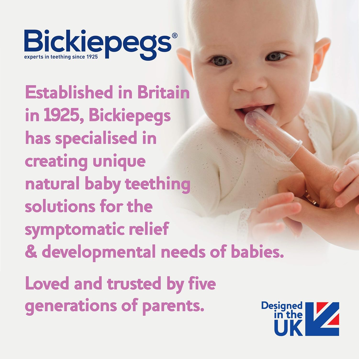 Bickiepegs Finger Toothbrush for Newborn 0 Months +, Soft Brush Head for First Tooth, sooth and Calm Teething Baby, Safety Tested (2-Pack 4 Brushes)