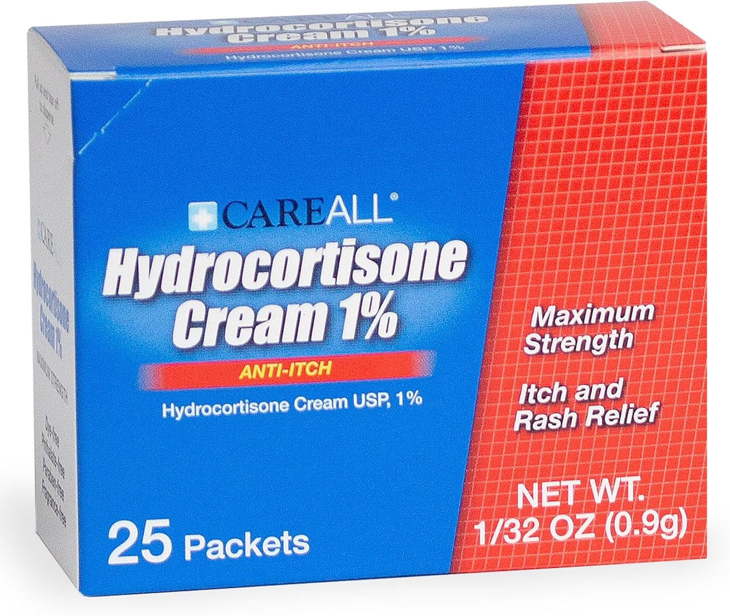 CareAll Hydrocortisone Cream 1% (25 Pack), 0.9gr Foil Packet, Maximum Strength Formulation, Anti-Itch Rash Skin Cream Relieves Itching, Redness, Eczema, Insect Bites, Poison Ivy, and Psoriasis : Health & Household