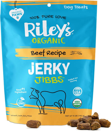 Riley'S Organic Dog Training Treats - Dog Jerky Treats - Beef Bite Sized Soft Jerky Treats For Dogs - Great For Small & Large Breeds - Jibbs - 5 Oz