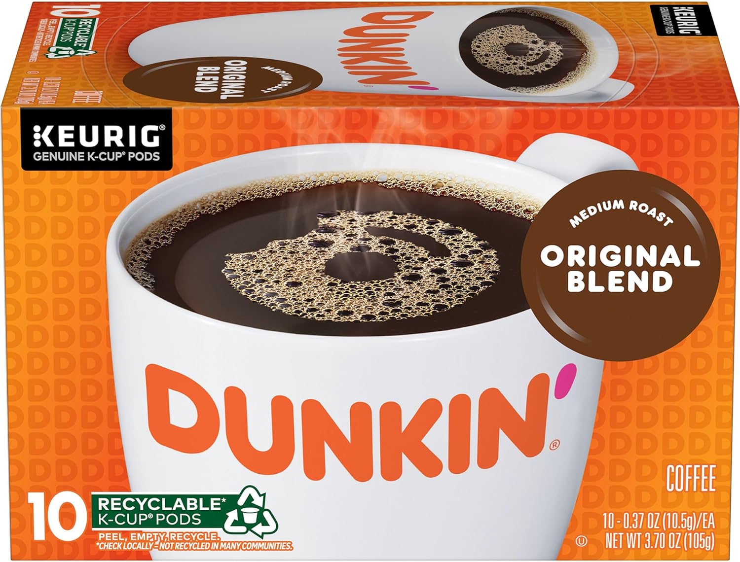 Dunkin' Original Blend Medium Roast Coffee, 60 Keurig K-Cup Pods