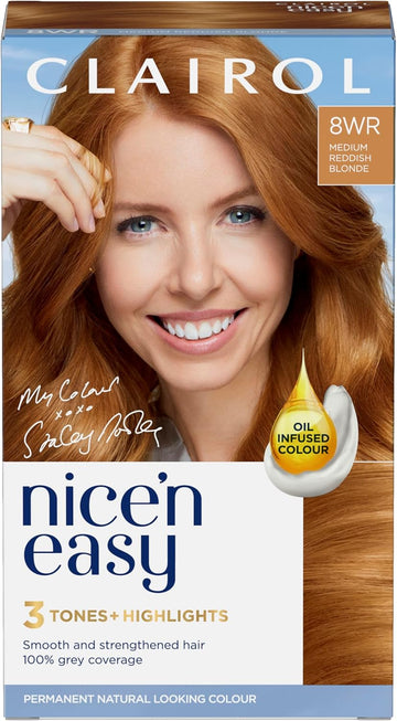 Clairol Nice'N Easy Crème, Natural Looking Oil Infused Permanent Hair Dye, 8Wr Golden Auburn