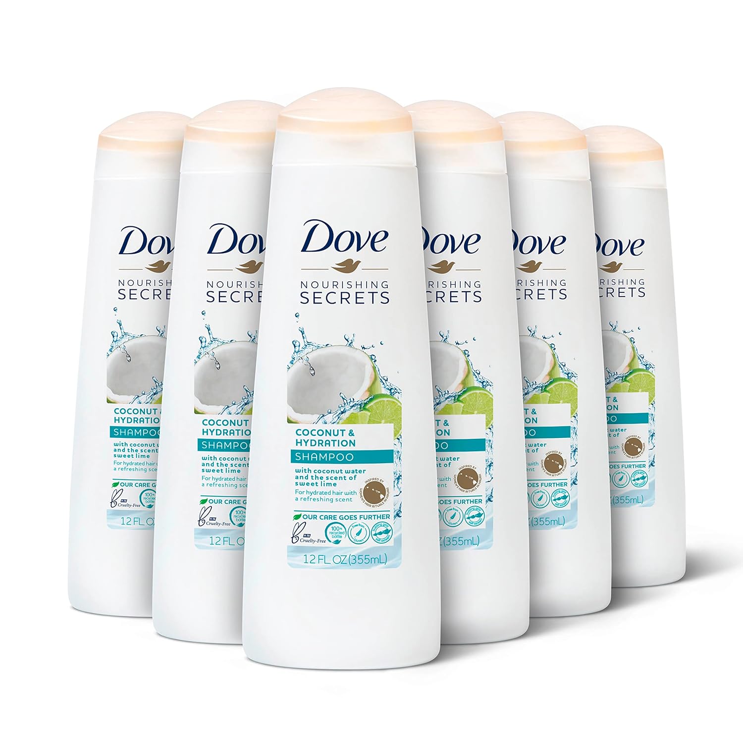 Dove Nourishing Secrets Hydrating Shampoo Coconut And Hydration 6 Count For Daily Use Dry Hair Shampoo With Refreshing Lime Scent 12 Oz