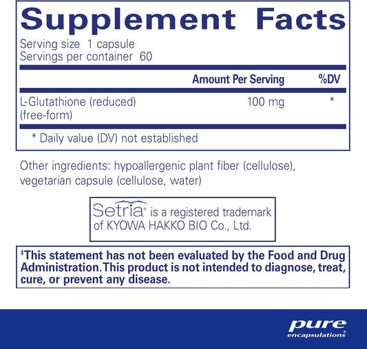 Pure Encapsulations Reduced Glutathione | Hypoallergenic Antioxidant Supplement To Support Liver And Cell Health* | 60 Capsules