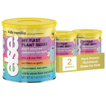 Else Nutrition Plant-Based Kids Protein Shake Powder For Ages 2-12. Dairy-Free First Kids Complete Nutrition Shake With Plant Protein And 25 Vitamins & Minerals, Vanilla, 2- Pack