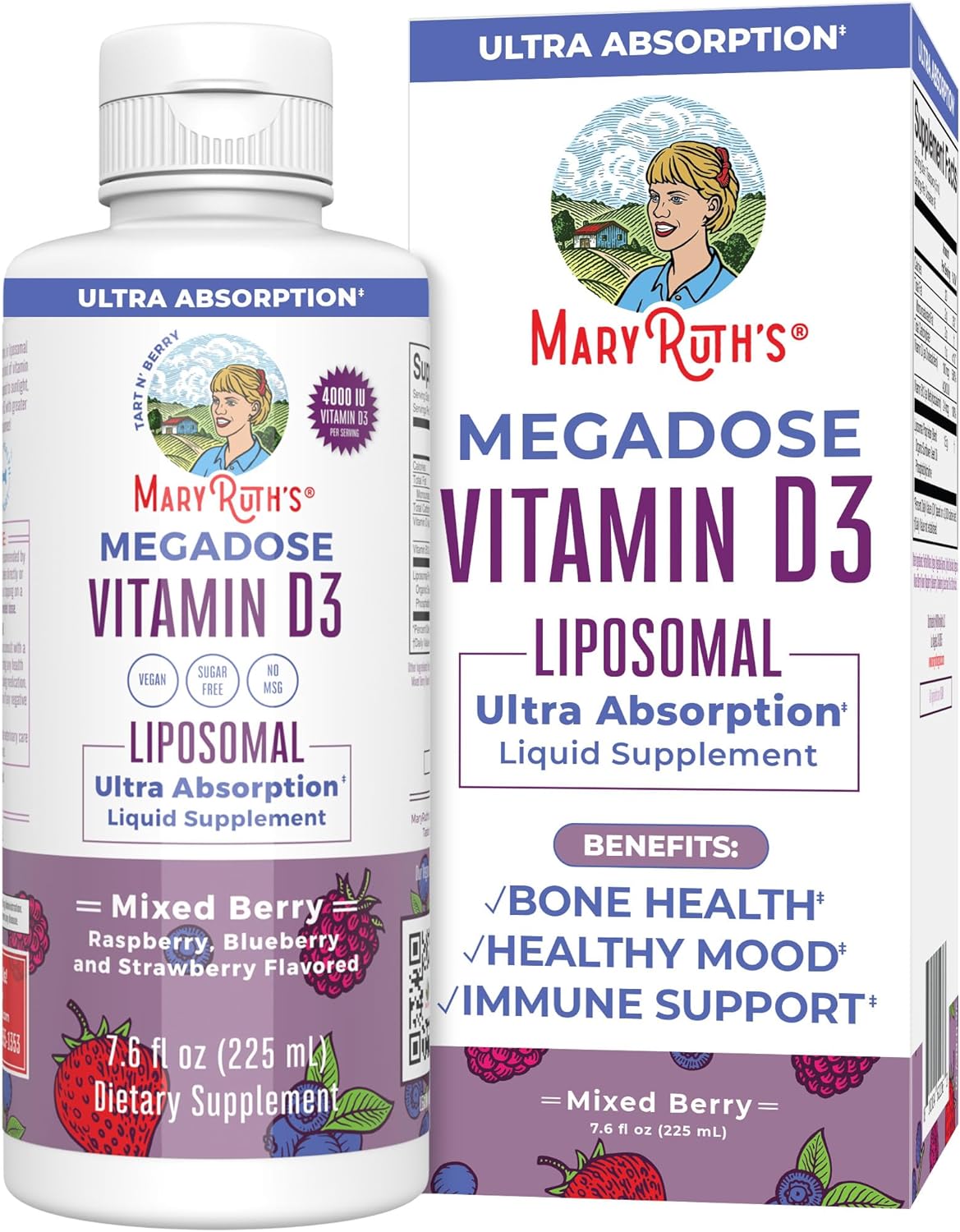 Maryruth Organics Vitamin D | 45 Day Supply | Sugar Free | Liquid Vitamin D Liposomal Immune Support For Adults | Vit D3 | Vegan | Gluten Free | Non-Gmo | 45 Servings