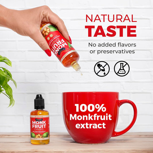 100% Pure Monk Fruit Extract (6 Drops = 1 Tsp Of Sugar) Zero Calories, Non-Gmo, No Fillers - Liquid Monk Fruit Sweetener No Erythritol - Monk Fruit Drops By Transparency Foods (1.7Oz, 167 Servings)