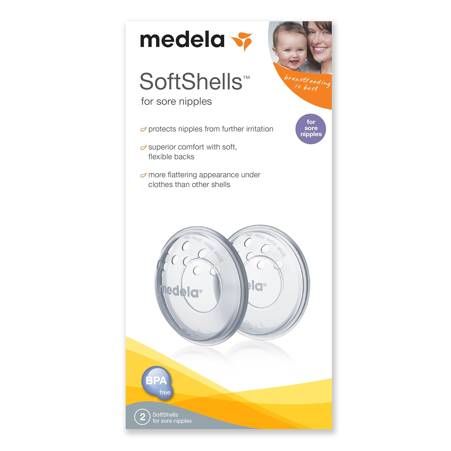 Medela Softshells Breast Shells For Sore Nipples For Pumping Or Breastfeeding, Discreet Breast Shells, Flexible And Easy To Wear, Made Without Bpa : Baby