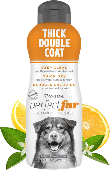 TropiClean PerfectFur Dog Shampoo - Used by Groomers - Derived from Natural Ingredients - Shedding Control Formula for Thick Double Coat Breeds like Australian Shepherds & Huskies - 473ml?PFTDSH16Z