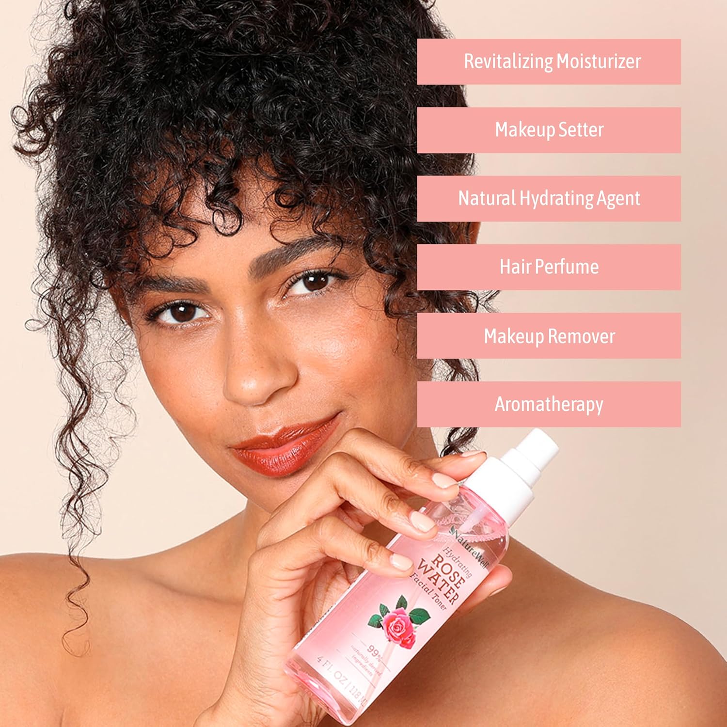 Nature Well Rose Water Hydrating Facial Toner Mist For Dewy & Radiant Skin, Refreshing, Conditioning, Soothing, Moisturizing, Perfect For Travel, 4 Fl Oz : Beauty & Personal Care