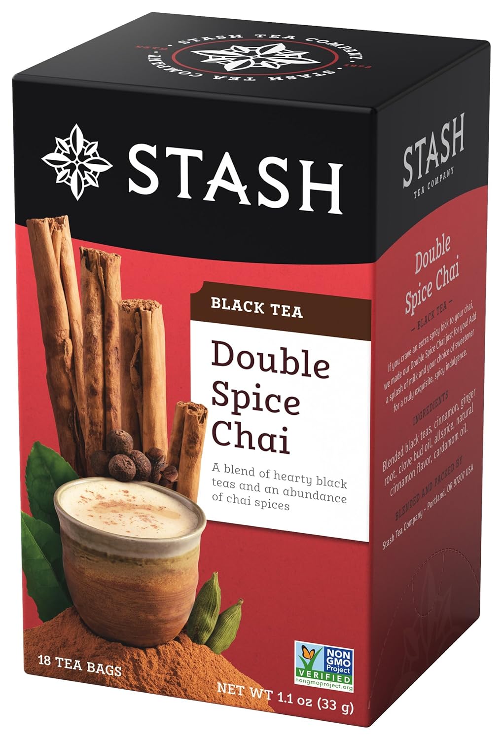 Stash Tea Double Spice Chai Black Tea, 6 Boxes With 18 Tea Bags Each (108 Tea Bags Total)