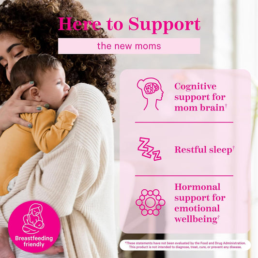 Pink Stork Postpartum Mood Support Vitamin D Gummies - Natural Hormone Balance For Women With Postnatal Vitamin D3 And Calcium - Postpartum Essentials For Breastfeeding - 60 Lemon Drop Gummies