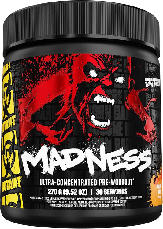 Mutant Madness | Pre Workout Powder Supplement Performance And Pump Blend Includes L-Citrulline, Beta-Alanine, Taurine, L-Tyrosine | 30 Serving |Orange Rush : Health & Household