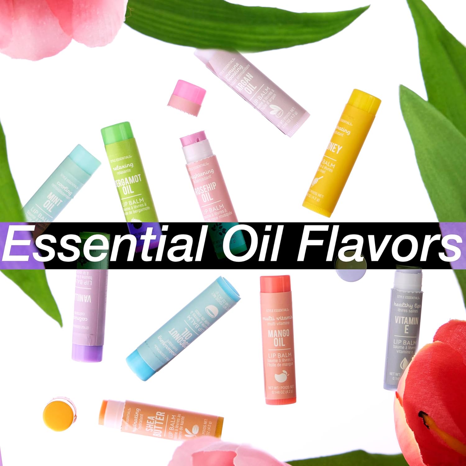 10Pc Fruity Lip Balm Collection - Hydrating Lip Balms Infused W/Fresh Fruity Flavors - Vitamin Enriched Nourishing Lip Balm Set
