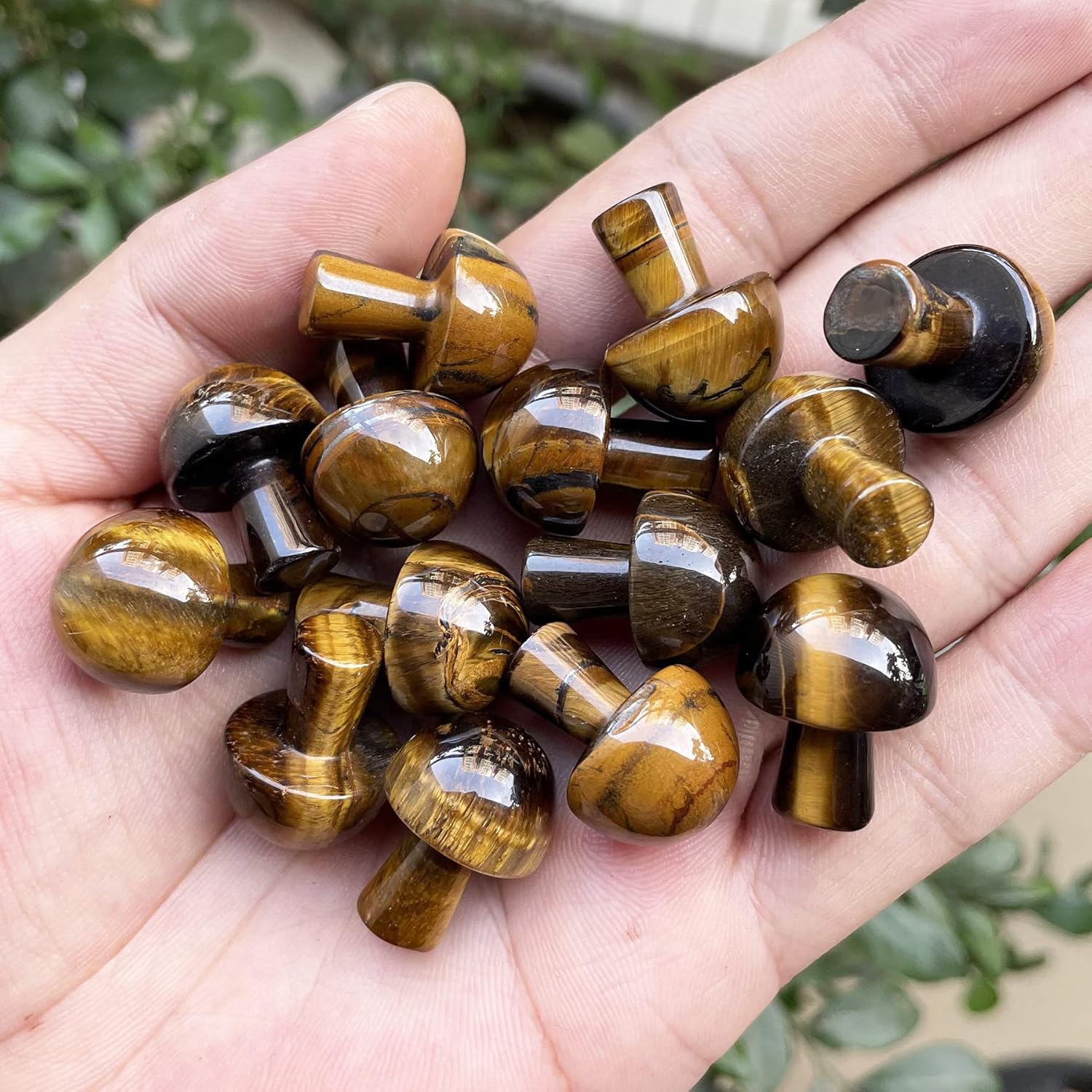 Neyisaa 5Pcs Mini Mushroom Shaped Gemstone Statue Figurine, Carved Crystal Stone Mushrooms Crafts For Healing Chakra Reiki Balancing Home Decoration, Tiger'S Eye Stone : Home & Kitchen