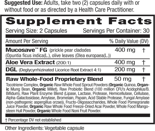 EMERALD LABS Reflux Health - Indigestion & Heartburn Relief with Mucosave FG, DGL, Aloe Vera, Probiotics, Digestive Enzymes & More* - 60 Vegetable Capsules (30-Day Supply)