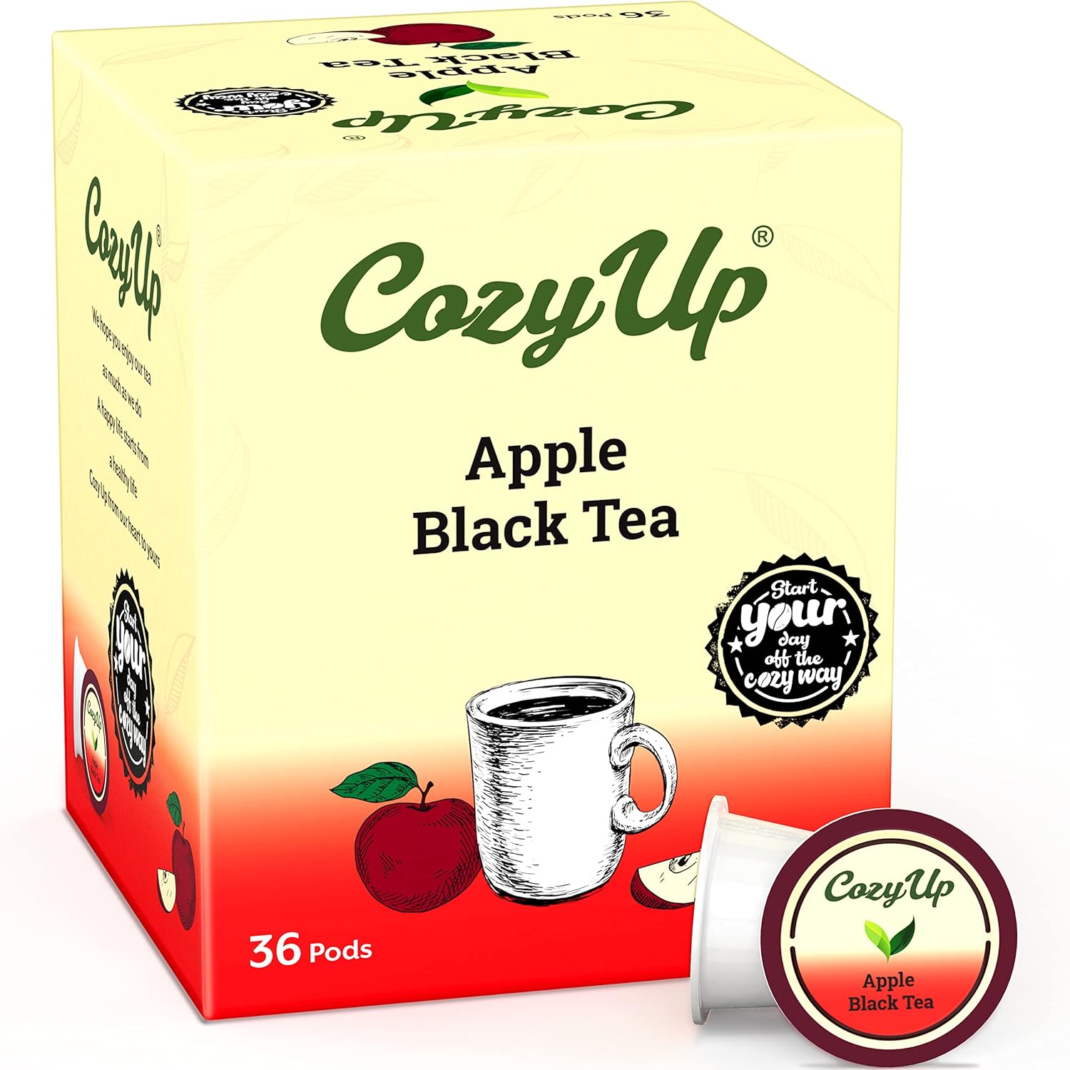 Cozy Up | 36-Count | Apple Fruit Black Tea Pods Compatible With Keurig K-Cup Brewers