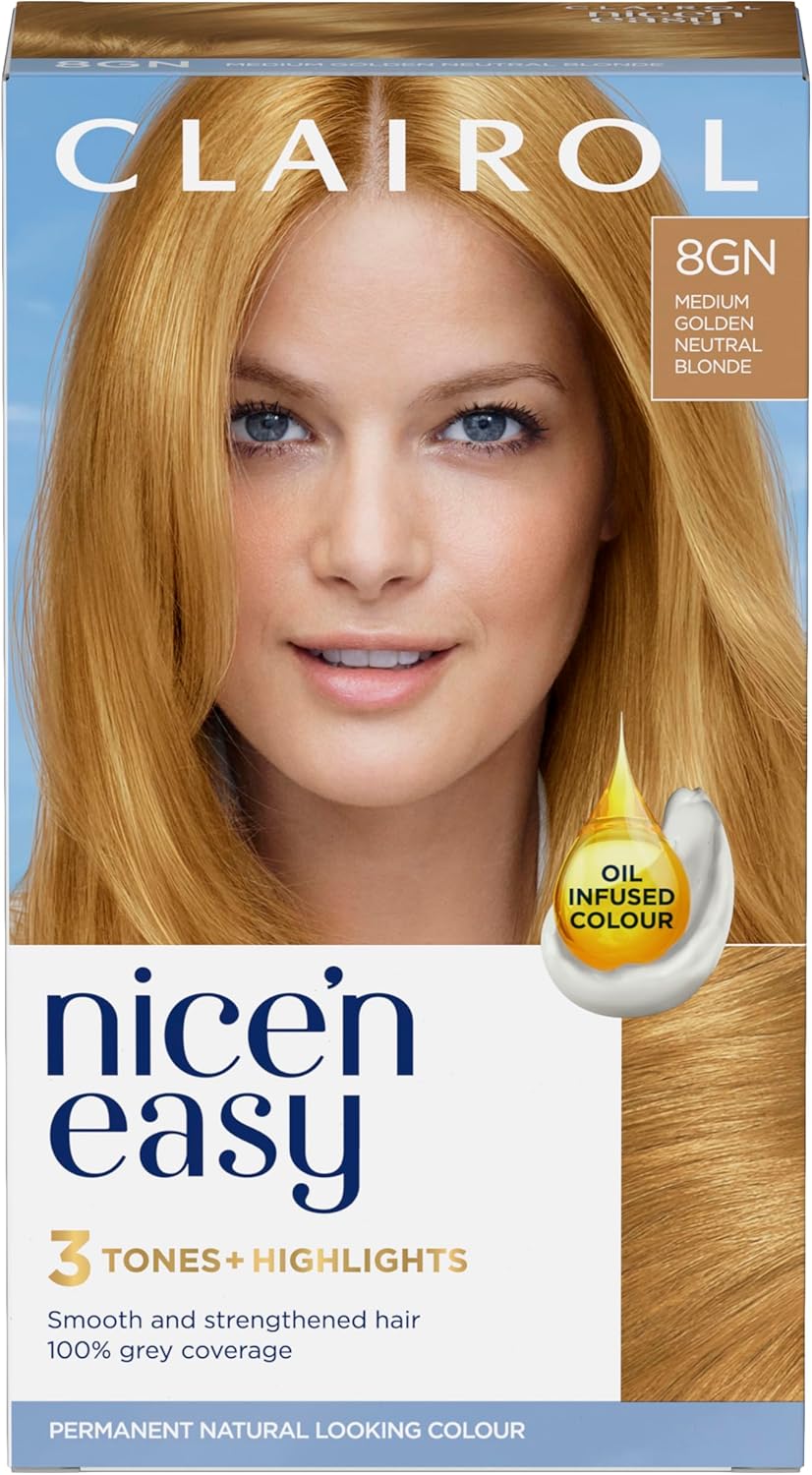 Clairol Nice'N Easy Crème, Natural Looking Oil Infused Permanent Hair Dye, 8Gn Medium Golden Neutral Blonde