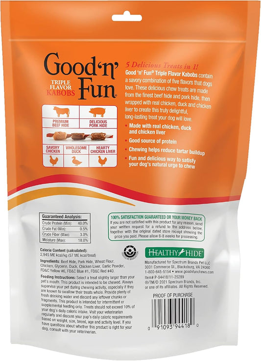 Good'N'Fun Triple Flavor Kabobs 4 Ounces, Snack For All Dogs