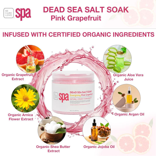 Bcl Spa Dead Sea Salt Soak - Bath Salt With Organic Mandarin + Mango, Shae Butter, Arnica, Aloe Vera Juice, Chamomile, Argan & Jojoba Oil Skin Exfoliator & Moisturizer- Home/Professional Use 16 Fl Oz
