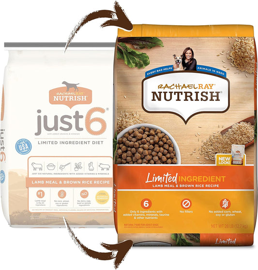 Rachael Ray Nutrish Limited Ingredient Dog Food, Lamb Meal & Brown Rice Recipe, 28 Lb. Bag