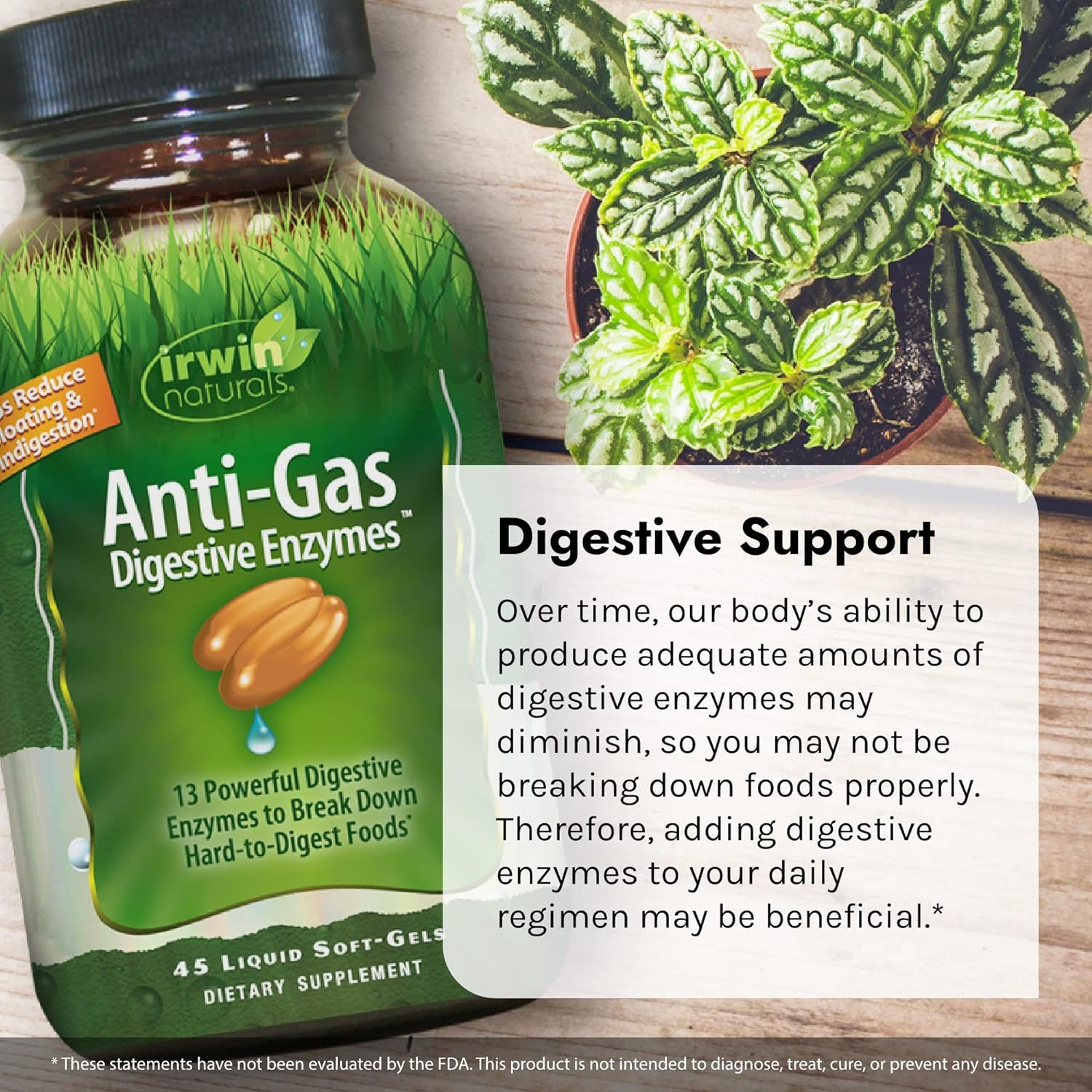 Irwin Naturals Anti-Gas Digestive Enzymes - 45 Liquid Soft-Gels, Pack of 2 - Helps Break Down Food, Absorb Nutrients, Reduce Bloating & Indigestion - 90 Total Servings : Health & Household