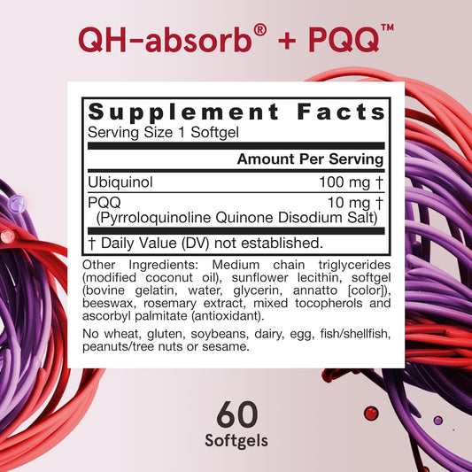 Jarrow Formulas Qh-Absorb + Pqq, Dietary Supplement, Antioxidant Support For Mitochondrial Biogenesis, Cellular Energy Production And Cardiovascular Health, 60 Softgels, 60 Day Supply