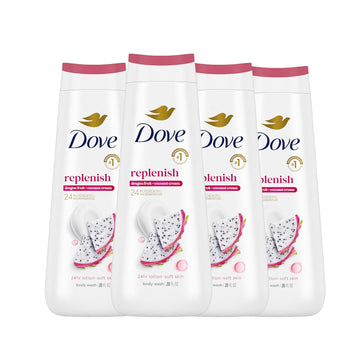 Dove Body Wash Rebalancing White Peach & Rice Milk, 4 Count For Renewed, Healthy Looking Skin, Moisturizing Gentle Skin Cleanser With 24Hr Renewing Micromoisture, 20 Oz