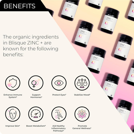 Blisque – Organic Zinc Supplement Sourced From Guava Leaf | For Immune Support, Defense And Boost | With Ashwagandha, Aloe Vera, Ginger, And Turmeric | Vegan | Powder | 60 Grams