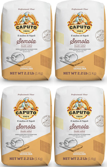 Antico Molino Caputo Semola Di Grano Duro Rimacinata (Reground Semolina Flour) - Pack 4