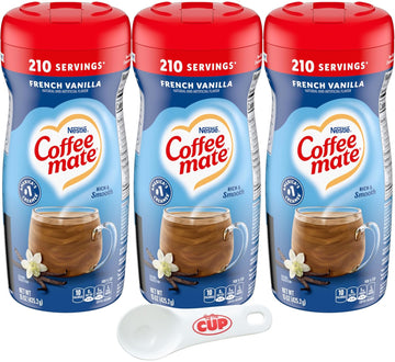 Coffee mate French Vanilla Powdered Creamer, 15 oz (Pack of 3) with By The Cup Coffee Scoop