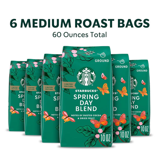 Starbucks Ground Coffee, Medium Roast Coffee, Spring Day Blend, 100% Arabica, Limited Edition, 6 Bags (10 Oz Each)