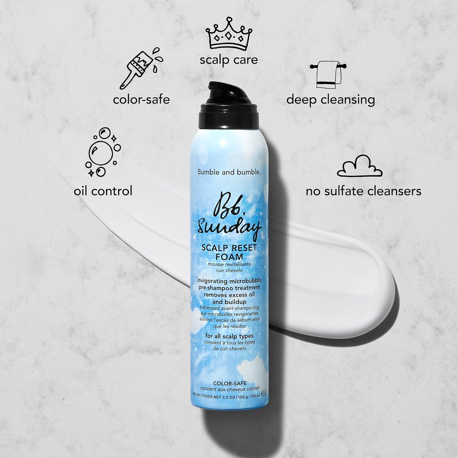 Bumble and bumble. Sunday Pre-Shampoo Scalp Reset Foam, 3.5 oz. : Beauty & Personal Care