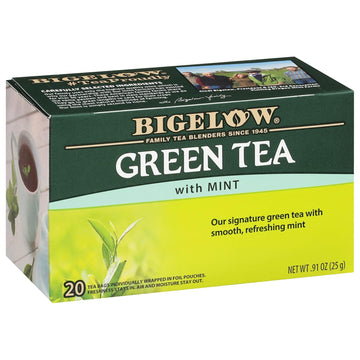 Bigelow Tea Green Tea With Mint, Caffeinated Tea With Green Tea And Mint, 20 Count (Pack Of 6), 120 Total Tea Bags